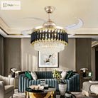 Luxury Crystal Ceiling Fan Chandelier With 110/120Cm Blades For Living Room Restaurant Decor Nordic