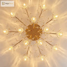 Luxury Dendritic Crystal Ceiling Lamp - Nordic Glass Flower Light Shade Led Chandelier For Bedrooms