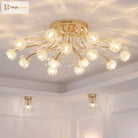 Luxury Dendritic Crystal Ceiling Lamp - Nordic Glass Flower Light Shade Led Chandelier For Bedrooms