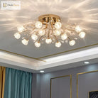 Luxury Dendritic Crystal Ceiling Lamp - Nordic Glass Flower Light Shade Led Chandelier For Bedrooms