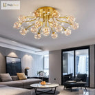 Luxury Dendritic Crystal Ceiling Lamp - Nordic Glass Flower Light Shade Led Chandelier For Bedrooms