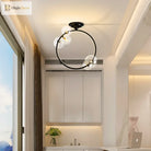Nordic Led Ceiling Lights - Round Ring Lampshade With Glass Balls For Kitchen Room And Home Decor