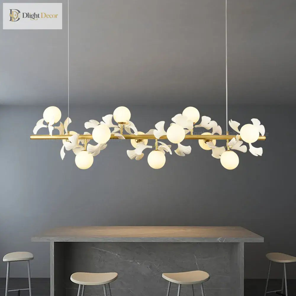 Nordic Led Chandelier - Ginkgo Leaf Design With Acrylic White Leaves For Living Rooms And Bedrooms