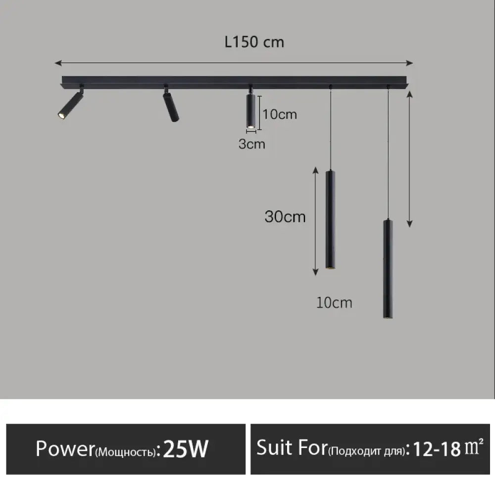 B style L150cm Nordic Linear LED Pendant Ceiling Lamp variants