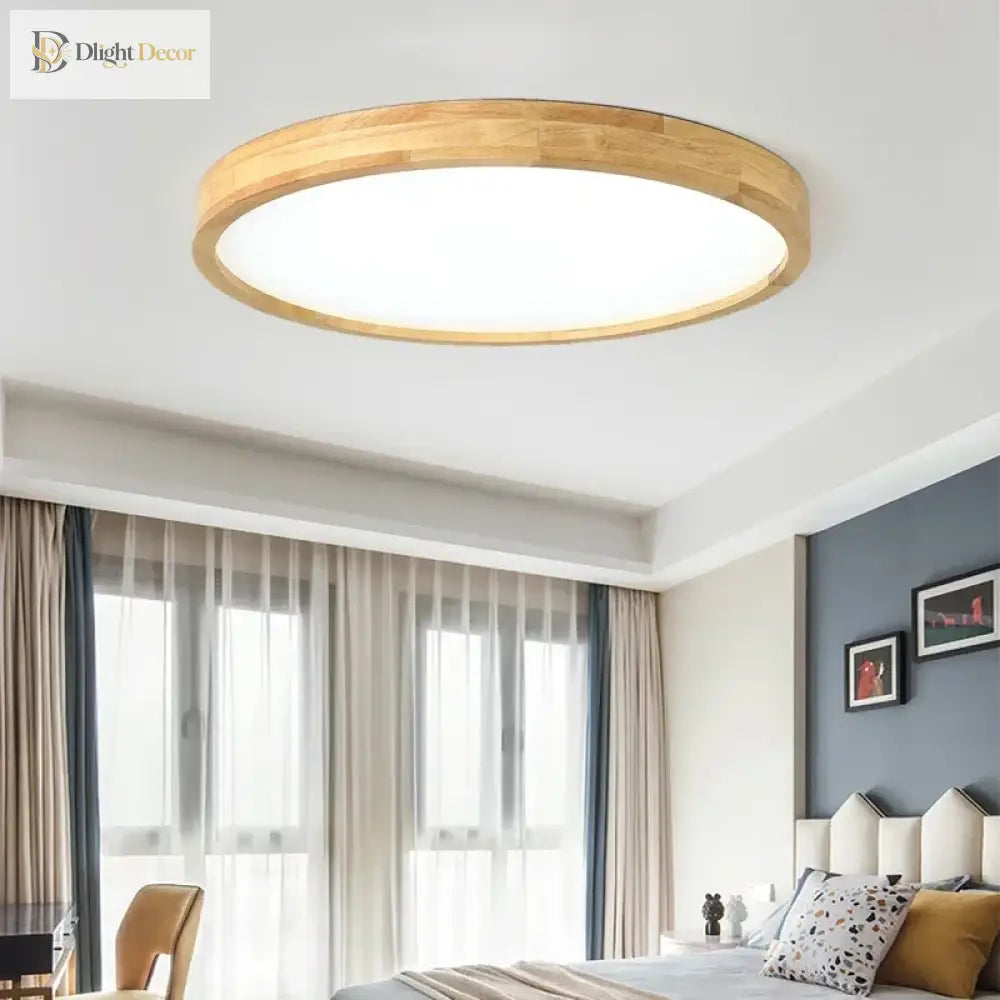 Led Ultra - Thin Ceiling Lamp - Nordic Wooden Decorative Perfect For Bedroom Living Rooms Balcony