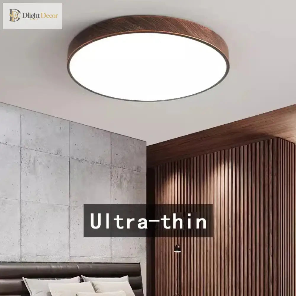 Led Ultra - Thin Ceiling Lamp - Nordic Wooden Decorative Perfect For Bedroom Living Rooms Balcony
