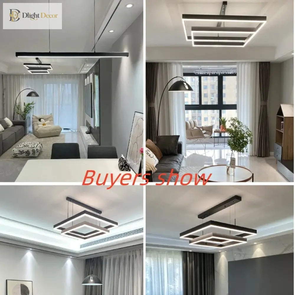 Nordic Designer Square Aluminum Chandelier - Modern Led Lighting For Living Rooms Dining Tables And