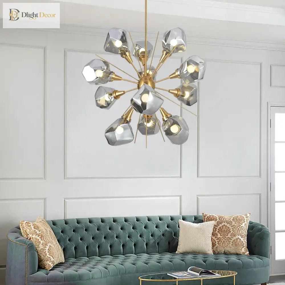 Modern Led Chandelier Lighting - Nordic Rock Glass Elegance For Living Rooms And More Pendant Lights