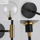 Modern Led Wall Lamp - Black Iron With Glass Ball Lamps For Living Room Bedroom Loft Decor Nordic