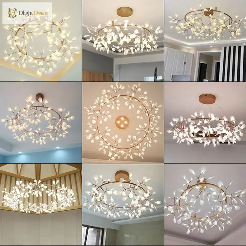 Modern Nordic Led Chandelier Lights - Elegant Firefly Pendant Lighting In Rose Gold/Gold Finish