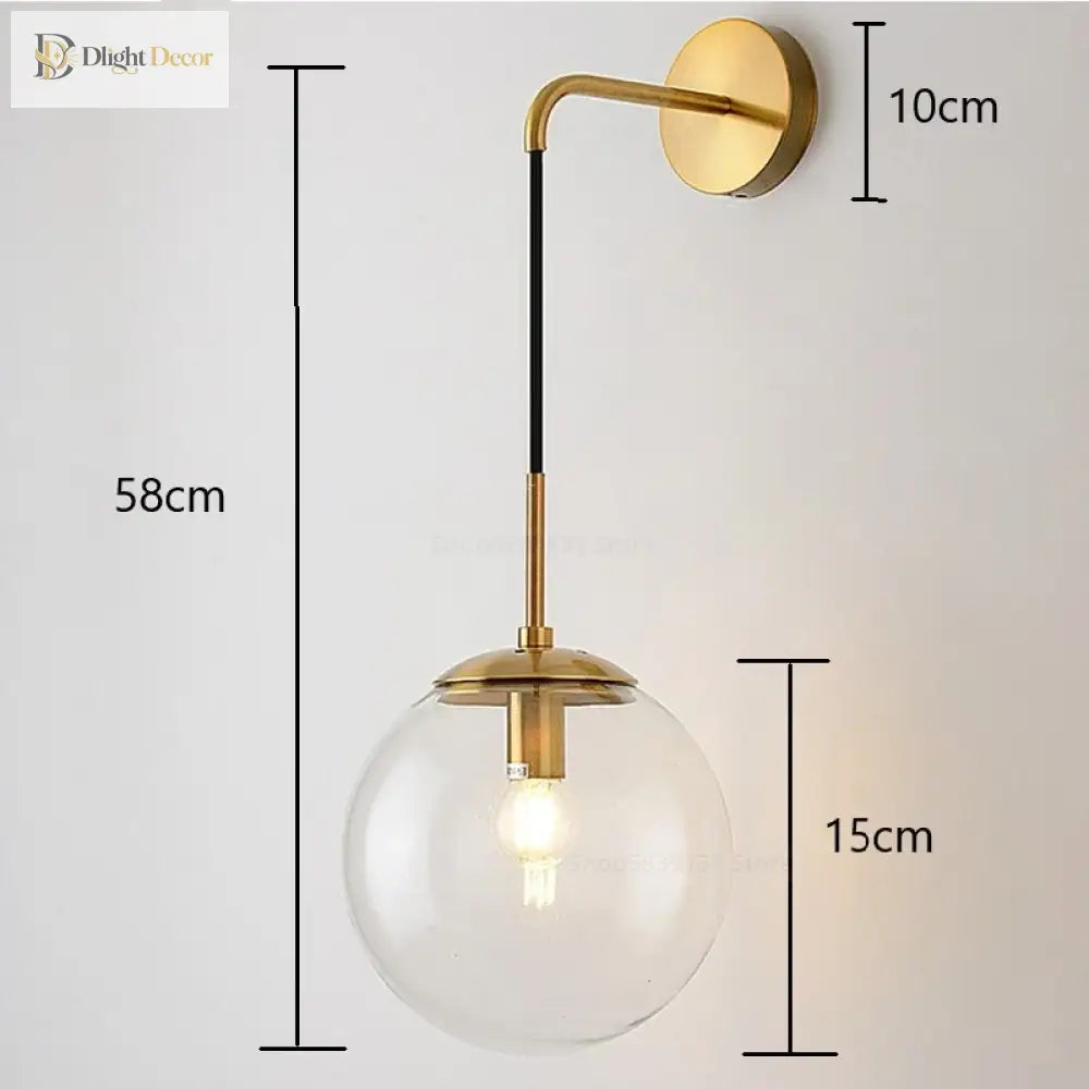 Nordic Modern Vintage Wall Lamps - Led Glass Ball Mirror Beside Bedroom Light For Living Room