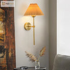 Modern Led Wall Lamp With Metal Curved Pleated Lampshade - Nordic Room Decor For Living Aisle And