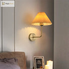 Modern Led Wall Lamp With Metal Curved Pleated Lampshade - Nordic Room Decor For Living Aisle And