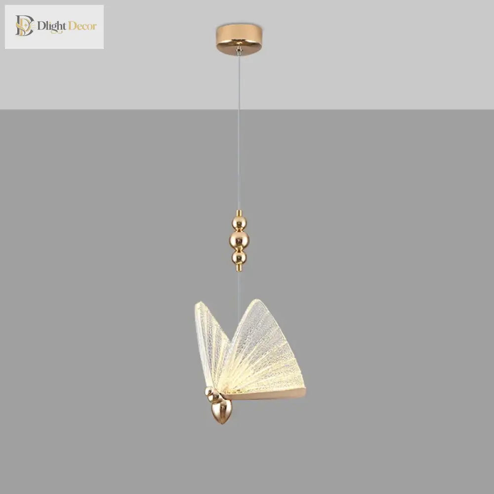 Nordic LED Butterfly Pendant Light shown as luxury bedroom lighting