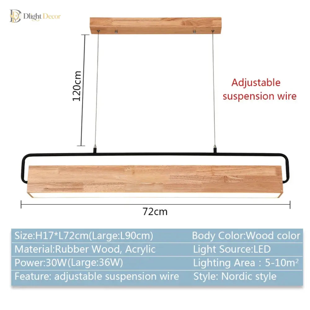 Nordic Wood Pendant Lights - Contemporary Led Lamps For Dining Living Room Kitchen Office Shop Bar