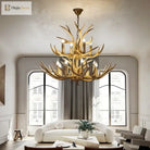 Retro Led Antler Chandeliers - Creative Resin Pendant Lamps For Living Dining Rooms Bars Hotels And