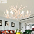 European Country Led Antler Chandelier - Retro Resin Deer Horn Ceiling Lamp For Home Kitchen Decor