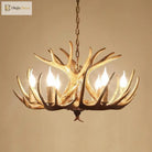 European Country Led Antler Chandelier - Retro Resin Deer Horn Ceiling Lamp For Home Kitchen Decor