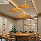 Classic Straw Hat Handmade Bamboo Pendant Lamp - Retro Rattan Led Chandelier For Home Decoration In