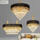 Modern Led Luxury Black Gold Crystal Chandeliers - Elegant Indoor Lighting Fixture For Living And