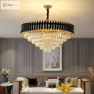 Modern Led Luxury Black Gold Crystal Chandeliers - Elegant Indoor Lighting Fixture For Living And