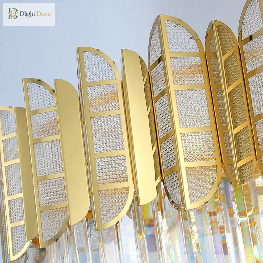 Led Stainless Steel Golden Post - Modern Chandelier - Light Luxury Crystal Elegance For Living