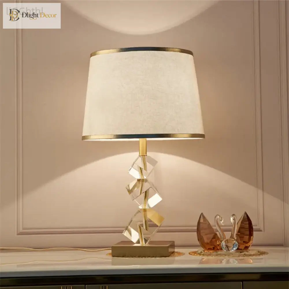Contemporary Crystal Led Table Lamp - Vintage Elegance For Bedroom And Living Room Decor