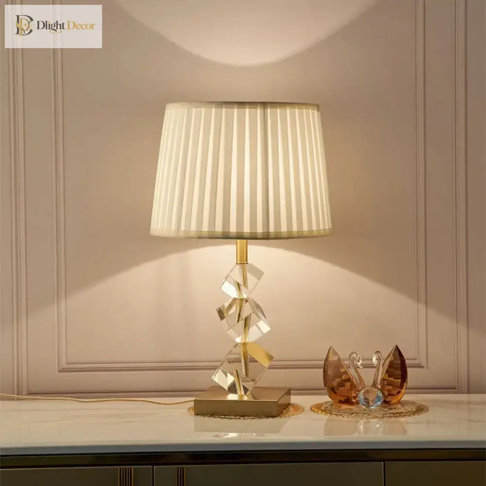 Contemporary Crystal Led Table Lamp - Vintage Elegance For Bedroom And Living Room Decor