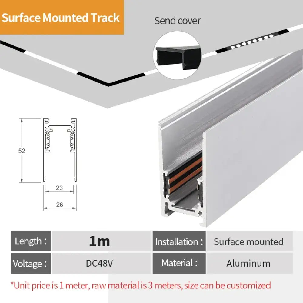 2 Meter White LED Magnetic Track Lighting System Accessories - Ceiling Recessed Magnet Rail Lamp Kit 1M surface rail