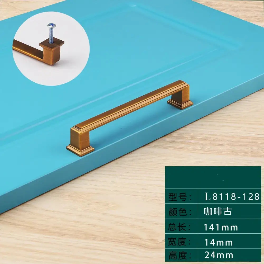Light Luxury Bronze Cabinet Handles - Modern Drawer Pulls for Wardrobe and Kitchen Furniture Coffee bronze 128mm Handles
