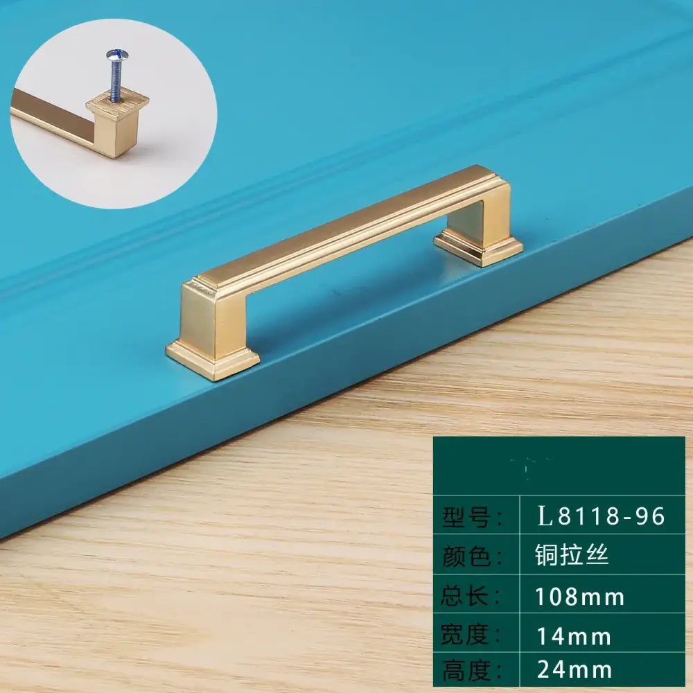 Light Luxury Bronze Cabinet Handles - Modern Drawer Pulls for Wardrobe and Kitchen Furniture Gold drawing 96mm Handles
