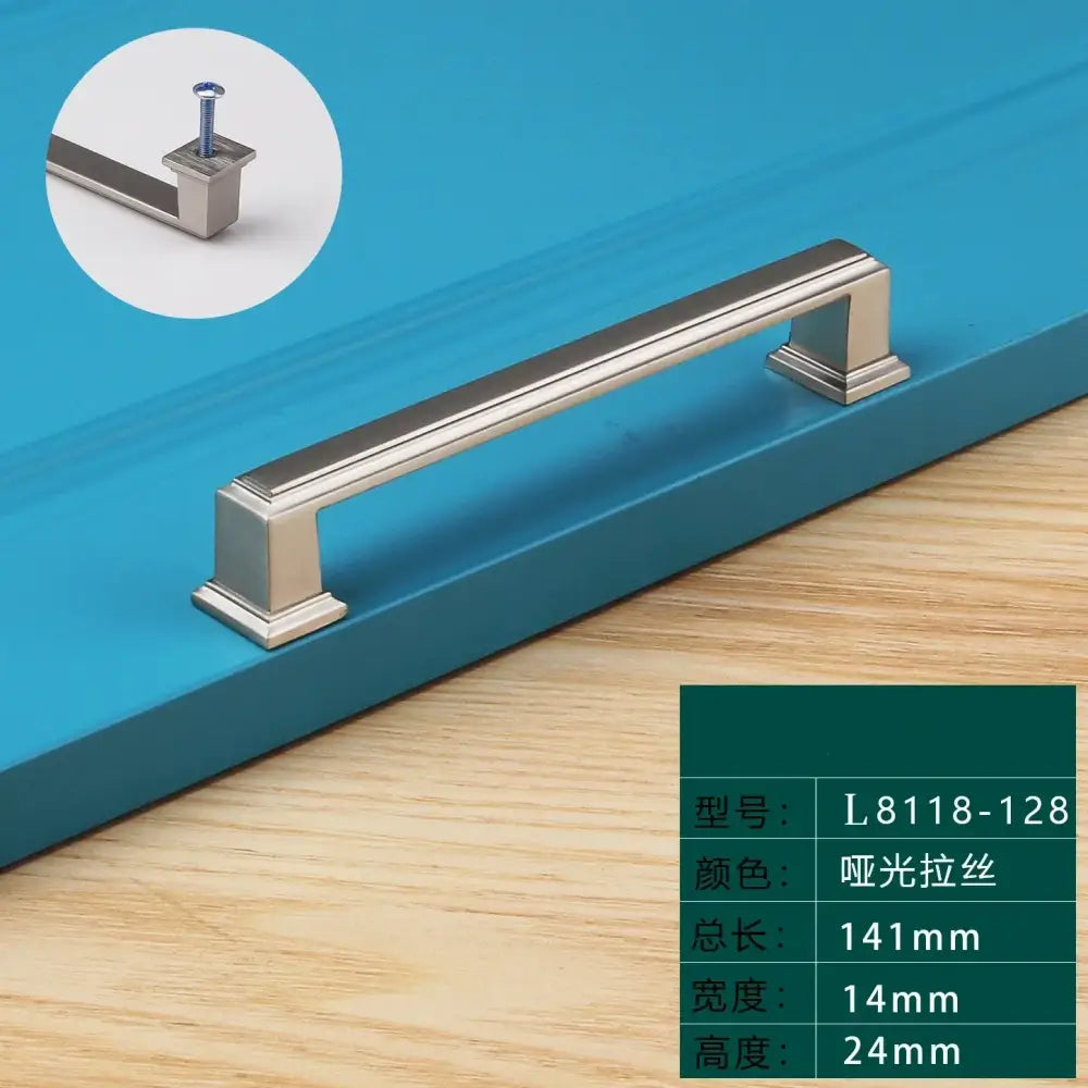 Light Luxury Bronze Cabinet Handles - Modern Drawer Pulls for Wardrobe and Kitchen Furniture Matte brushed 128mm Handles