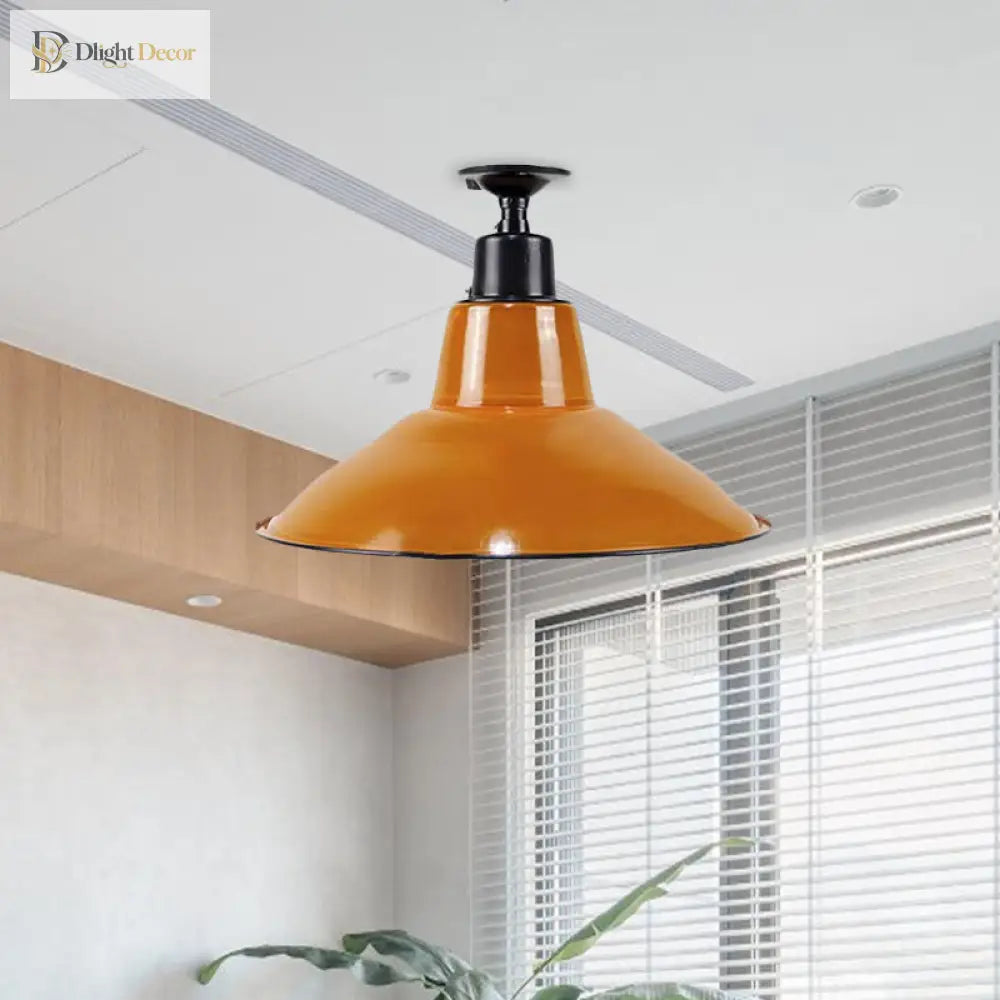 Lilah Orange Cone Flushmount: Vintage Flair For Your Balcony**