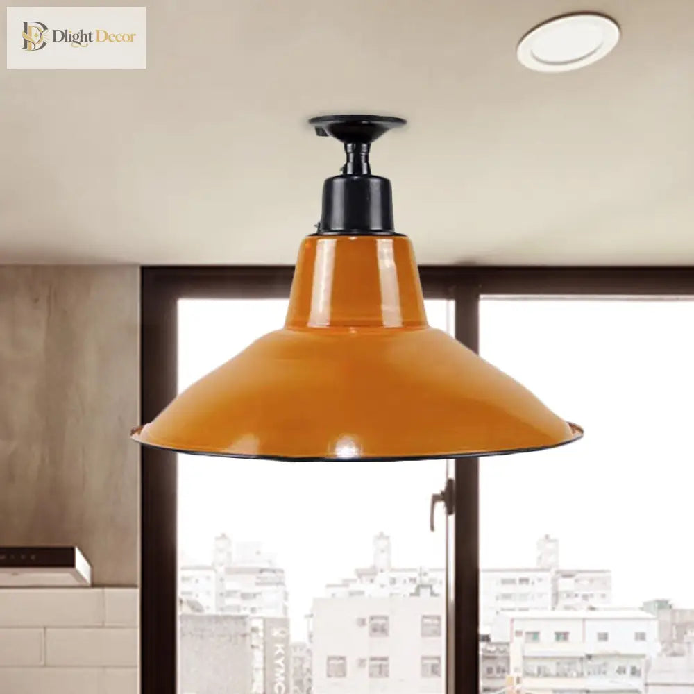 Lilah Orange Cone Flushmount: Vintage Flair For Your Balcony**