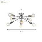 Lily’s Modern 8 - Head Metal Linear Semi Flush Mount Ceiling Lamp - Perfect For Restaurants Light