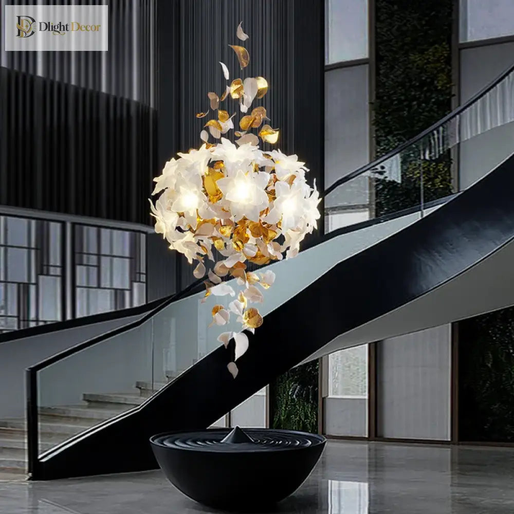 Ruibopad Loft Crystal Ceiling Chandelier - Luxury Hanging Light For Staircases Living Rooms And