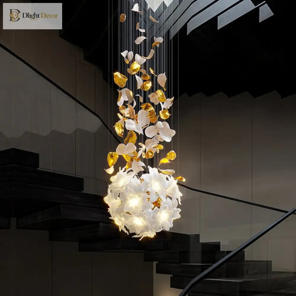Ruibopad Loft Crystal Ceiling Chandelier - Luxury Hanging Light For Staircases Living Rooms And