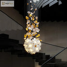 Ruibopad Loft Crystal Ceiling Chandelier - Luxury Hanging Light For Staircases Living Rooms And