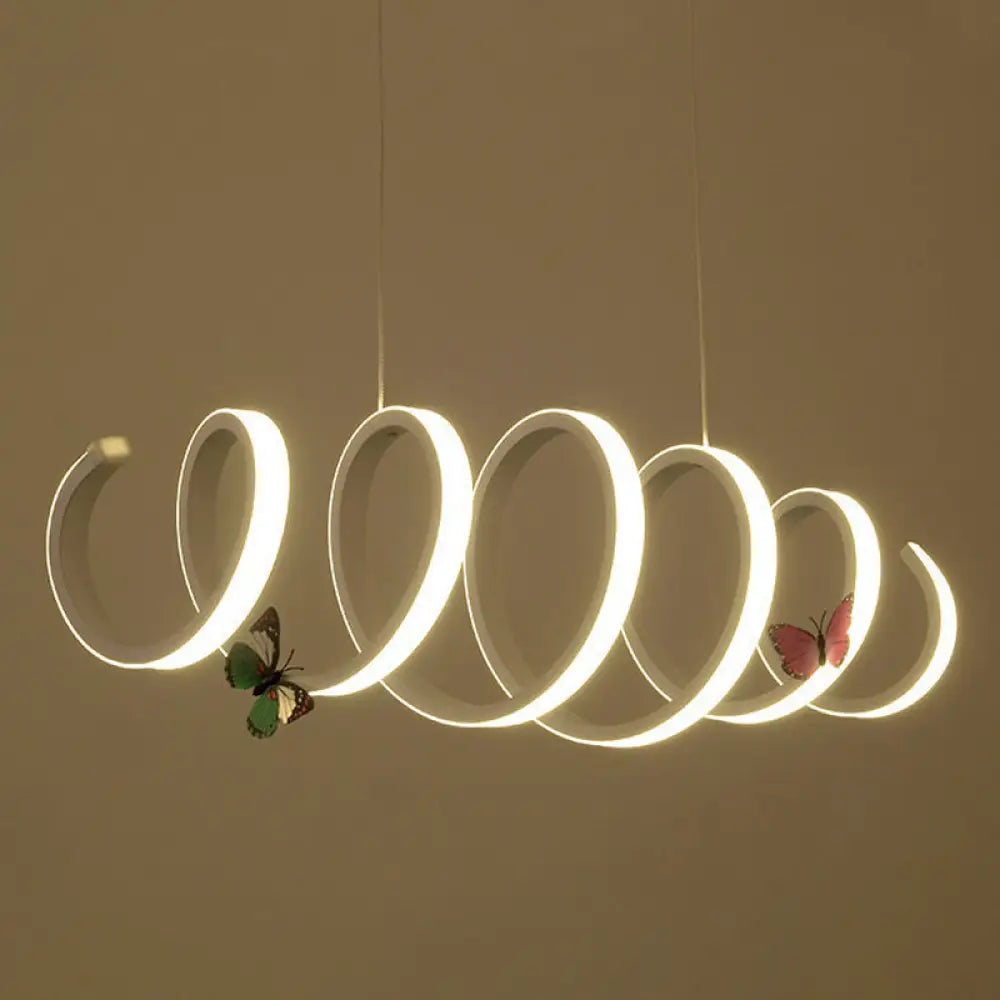 Logan Modern Spiral Pendant - White Led Light With Adjustable Brightness / 27.5’ Warm