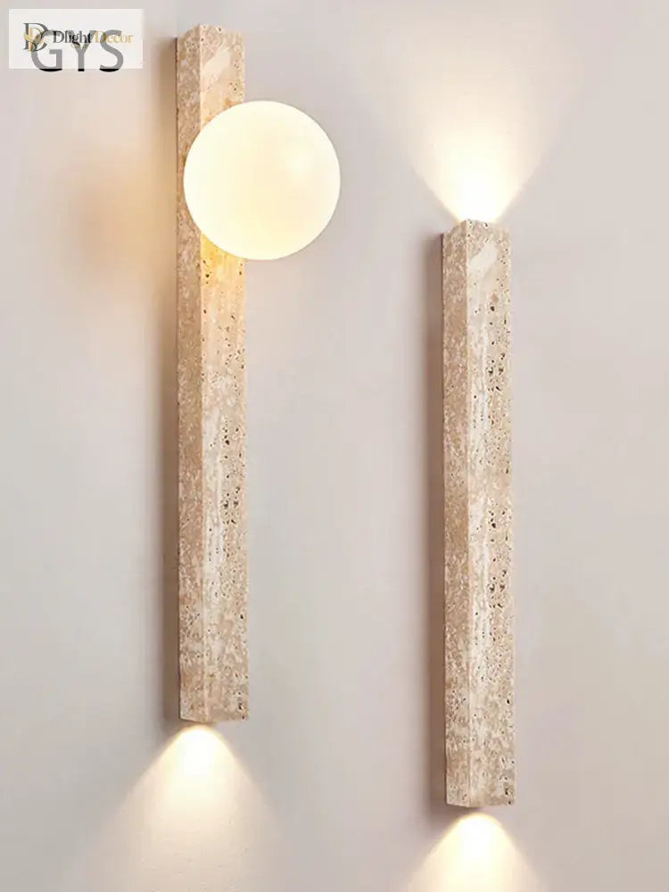 Long Wall Lamp With Led - Retro Stone Design For Bedroom Living Room And Staircase Atmosphere