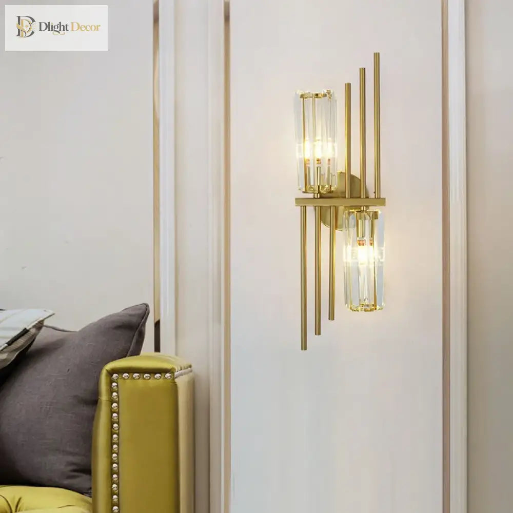 Lucy - Modern Gold Crystal Wall Lamp Bedroom Bedside Living Room Tv Hallway Staircase Luxury Art