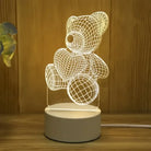 Lumibubs 3D Teddy Bear Night Light, Acrylic LED Lamp for Kids Bedroom & Gifts - USB warm light - Night Light