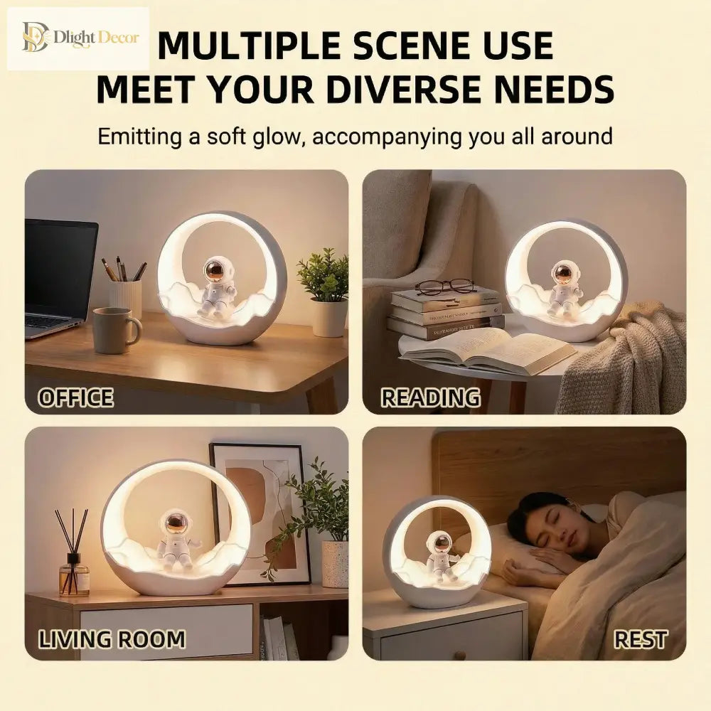 Lumibubs Astronaut Moon Arch Night Light, 3-Mode Touch Control USB-C Rechargeable Kids Lamp - United States - Night