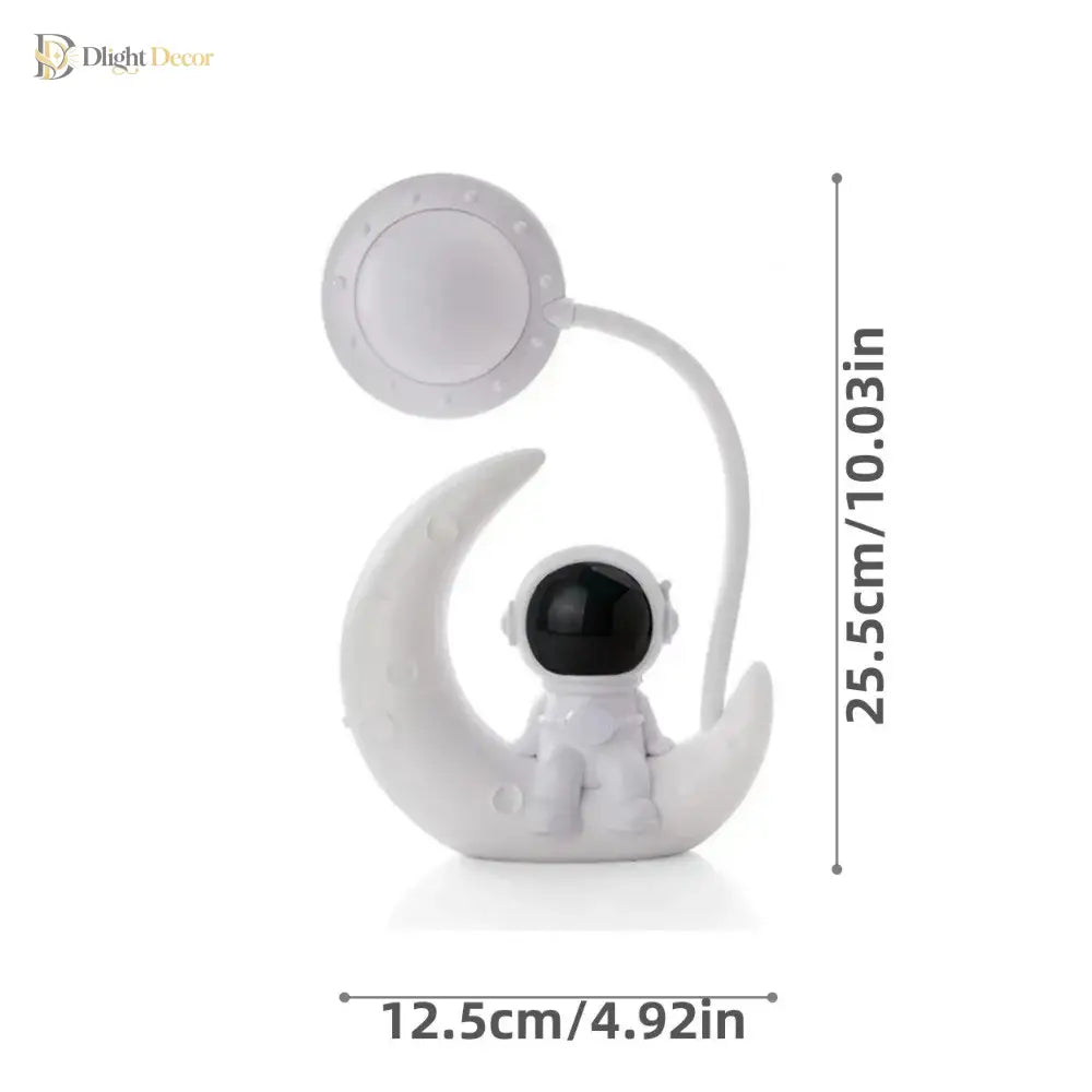 Lumibubs Astronaut Moon Desk Lamp, LED Study Light & Night Light for Kids Bedroom - WHITE / WHITE - Night Light