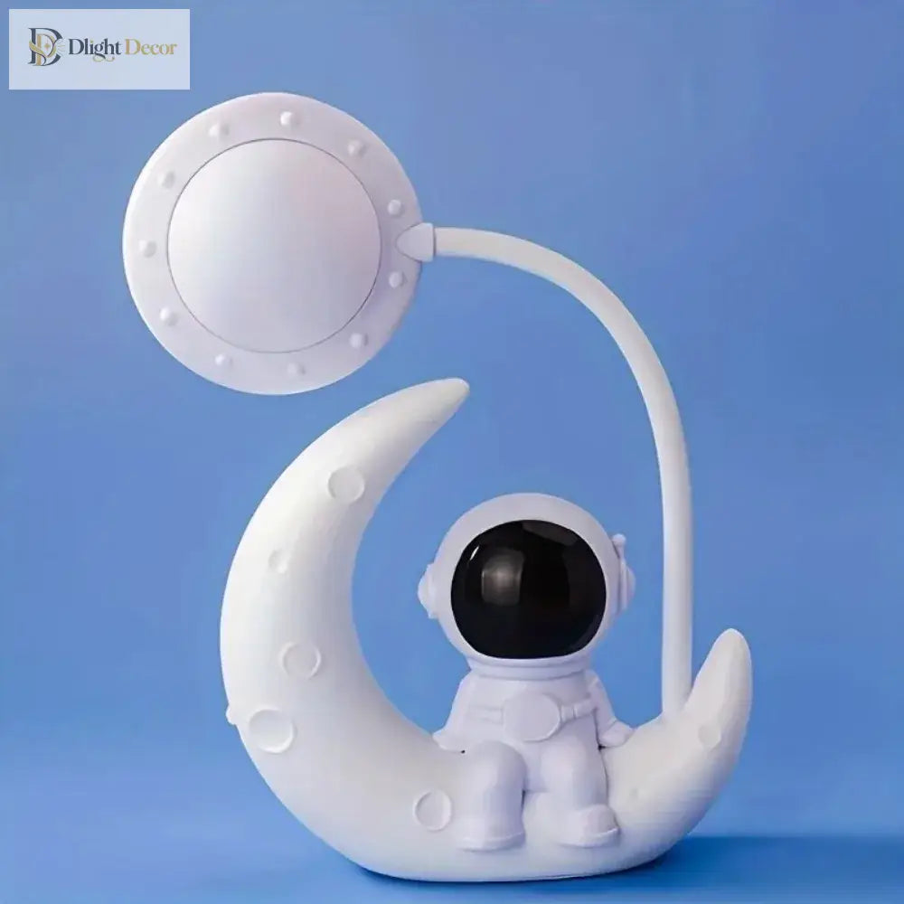 Lumibubs Astronaut Moon Desk Lamp, LED Study Light & Night Light for Kids Bedroom - WHITE / WHITE - Night Light