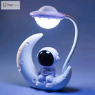 Lumibubs Astronaut Moon Desk Lamp, LED Study Light & Night Light for Kids Bedroom - WHITE / WHITE - Night Light