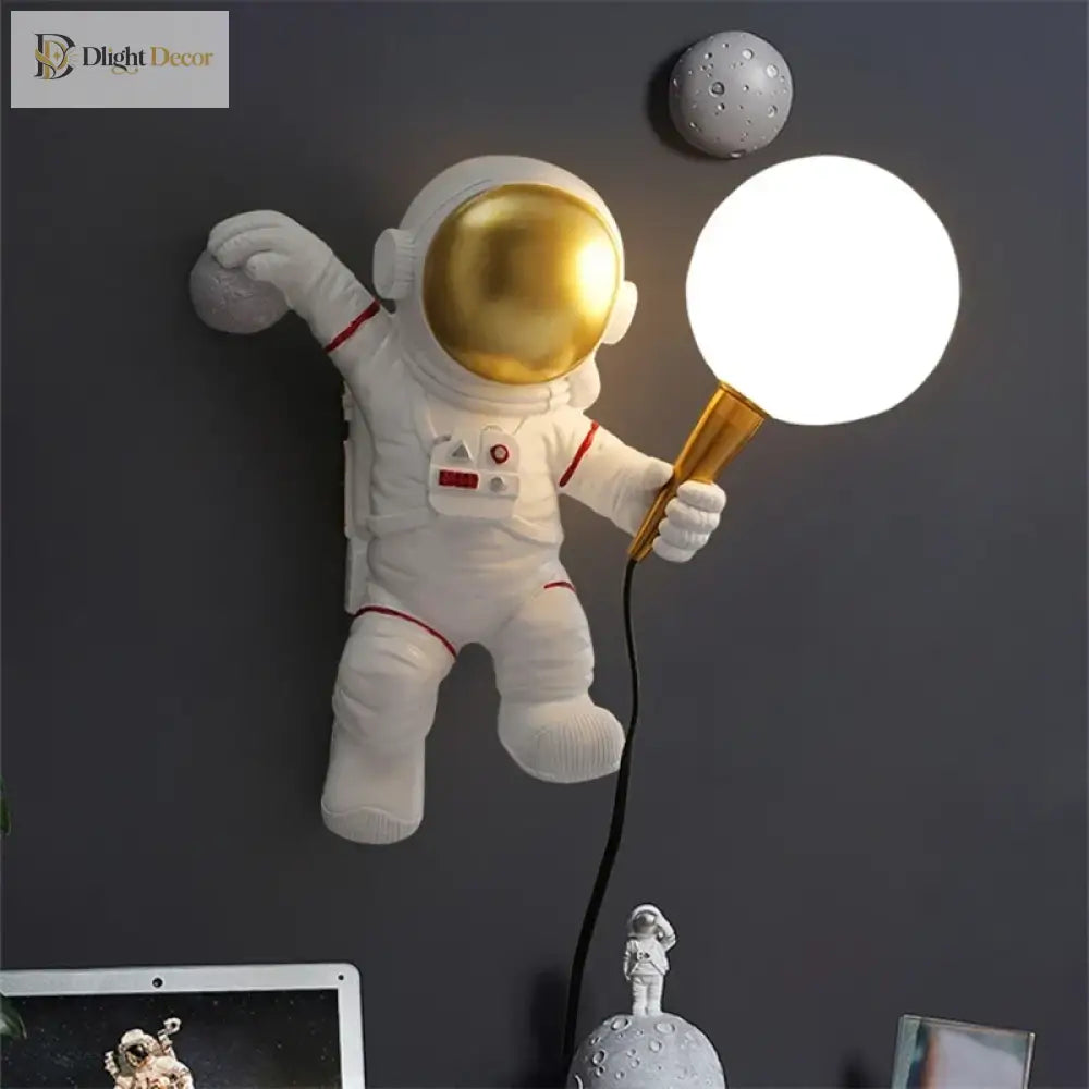 Lumibubs Astronaut Moon Table Lamp, Premium Resin Space Lamp for Kids Bedroom & Home Decor - Table Lamp
