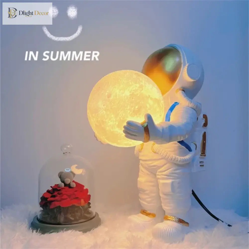 Lumibubs Astronaut Moon Table Lamp, Premium Resin Space Lamp for Kids Bedroom & Home Decor - Table Lamp