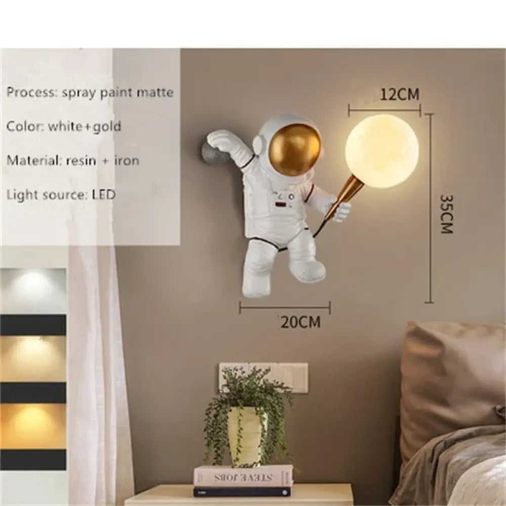 Lumibubs Astronaut Moon Table Lamp, Premium Resin Space Lamp for Kids Bedroom & Home Decor - Type A / Warm White