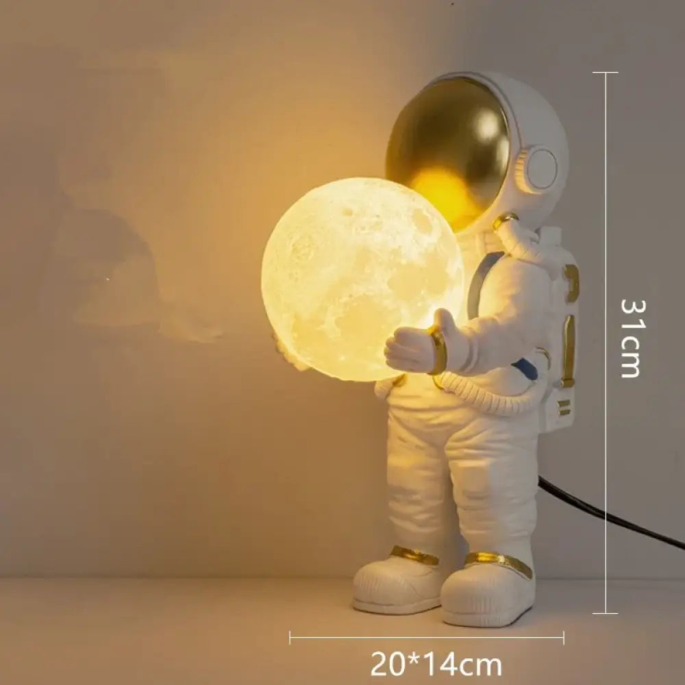 Lumibubs Astronaut Moon Table Lamp, Premium Resin Space Lamp for Kids Bedroom & Home Decor - Type D / Warm White